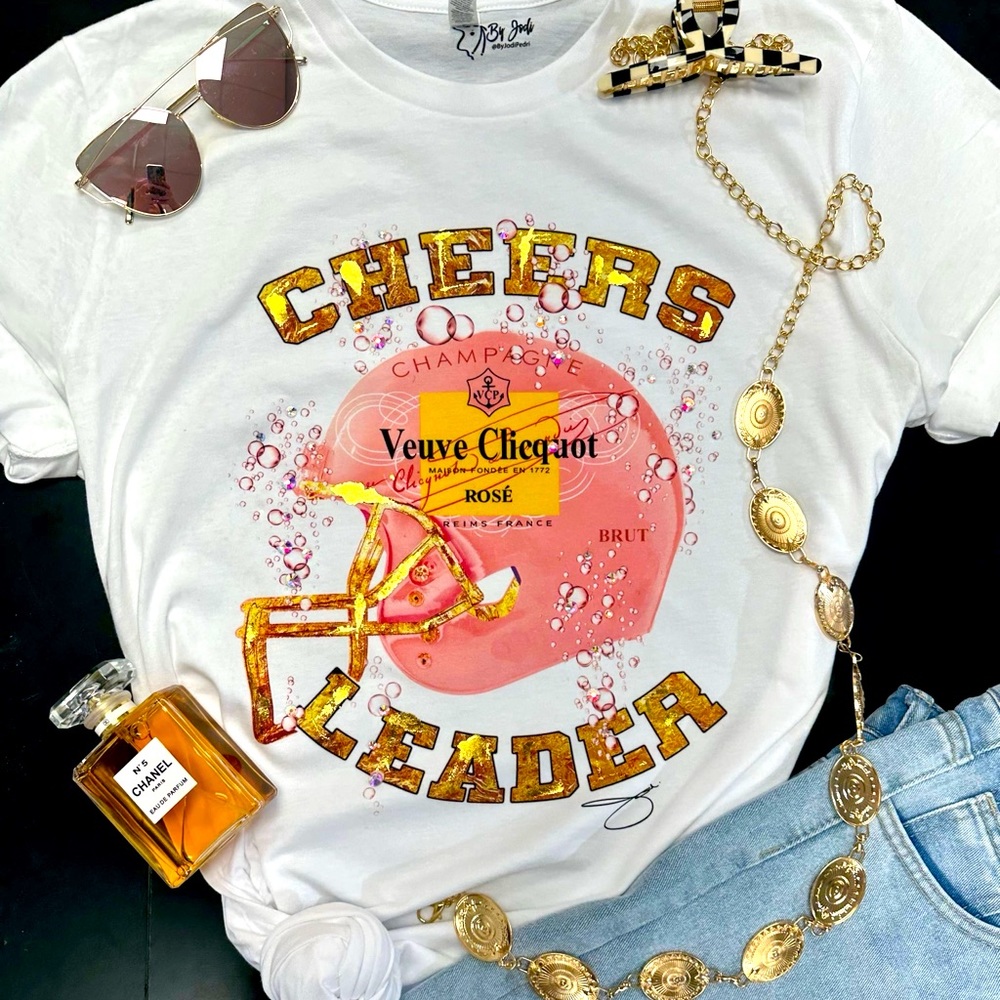 New “Cheers” Leader Football/Veuve Champagne Tshirt